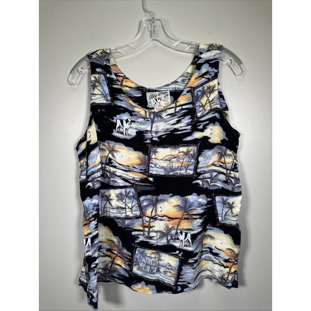 VTG Authentic Big Dogs Tank Top Women's L Tropical Vacation Flowy‎ Comfy Beach